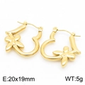 Elegantes pendientes de corazón dorados con diseño de flores, tamaño 20x19mm - Dorado
