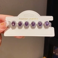 Detailed macro view of vintage purple oval gemstones and silver zircon bracelet - 33# Bracelet - Silver - Purple