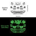 Luminous Halloween face tattoo with spider web and skull patterns in green glow effect - Mixed Theme (HY-007)