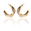 Irregular liquid metal gold heart earrings with minimalist geometric lava texture - Gold XLEH022 (Flowing Twist)