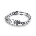 Men hip hop skull bracelet in silver stainless steel finish on white background - Steel Color (KB119273-KFC)