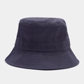 Close-up of navy blue canvas bucket hat showing reinforced brim stitching and durable texture - Navy Blue