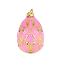 Pink enamel egg charm with golden vine pattern and sparkling zircons in a vintage style - Pendant 8: / 23.9*15.6*14.9mm / Pendant