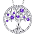 Collana Albero della Vita bohémien con cristalli viola e strass bianchi in argento - Viola