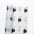 Waterproof white graduation wrapping paper with black mortarboard and diploma pattern - Graduation Season - White
