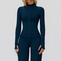 Chaqueta térmica de running azul marino con orificios para pulgares y cuello alto - S / Azul Marino
