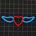 LED heart with wings neon sign in red and blue lights for wall decor decoration - Red Heart + Blue Wings
