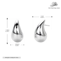 Detail showing S925 sterling silver waterdrop earrings dimensions 1.78cm by 0.99cm - Large / Silver