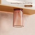 Invertierter magnetischer Zahnputzbecher in Rouge-Rosa mit eleganten Streifen - Rouge Rosa (Kleber)