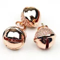 Rose gold bell charms with white zircon inlay for DIY jewelry making accessories - Classic Bell-Rose Gold
