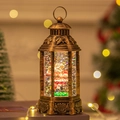 Vintage bronze Christmas lantern with Santa Claus and sparkling glitter snow globe - Calling Santa