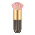 Portable foundation brush featuring rainbow gradient bristles and a gold ferrule detail - Small Chubby Brown Gold Tube Rainbow Hair