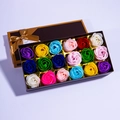 Exquisite 18-piece multicolor soap rose flower gift box with elegant golden ribbon bow - 18pcs Rainbow Mix