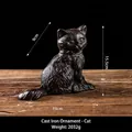 Figura gato vintage de hierro fundido negro nórdico, 19cm de largo y 2kg de peso - Gato 3034