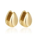 Macro detail of tear-drop gold huggie earrings with polished mirror finish and reflections - No. 3 Waterdrop Style / Gold