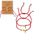 Pinky promise red woven friendship bracelets with gold heart and cross pendants - PINKY PROMISE Red 2pcs Set (JS-B24052508A-P)