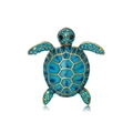 Creatieve schildpad broche met blauw email en goudkleurige afwerking met strass steentjes - Blauwe zeeschildpad / Blauw(C639-A)