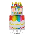 Ballon gâteau d'anniversaire double couche en aluminium avec bougies décor, 108x59 cm - Gâteau d'anniversaire coloré à double couche
