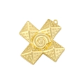 Pendaglio croce hip-hop vintage dorato con centro a spirale e braccia testurizzate - Croce con motivo a conchiglia / Oro