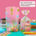 Pink starfish and seashell frosted gift bag with twist ties for snacks and treats - Colorful Starfish Shell - Extra Small