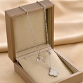 Collier trèfle à quatre feuilles en acier argenté avec pendentif étoile sur boîte cadeau - 8830-argent
