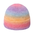 Gorro de punto acanalado con degradado arcoíris para calidez invernal y estilo de moda - Estilo Degradado Arcoíris (C)