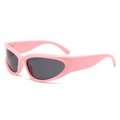 Y2K millennium style wraparound sunglasses with vibrant pink frames and grey UV lenses - Pink Frame Dark Grey Lens