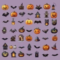 Halloween Sticker-Set mit Kürbissen und Fledermäusen für kreative DIY-Dekorationen - Halloween Fledermaus