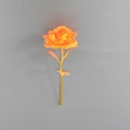 Artificial gold foil rose flower in vibrant orange and golden stem for gift decoration - Orange