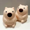 Lot de deux jouets à presser en silicone capybara rose pour soulager le stress - Beige Capybara