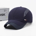 Dark blue breathable mesh sports cap with side SPORT tag and sun protection brim - Adjustable / Navy Blue