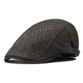 Men's olive green quilted ivy cap with BUSTLING embroidery and adjustable metal buckle - Adjustable / Army Green