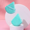 Set di due piumini da trucco floccati color verde acqua a forma di goccia su basi - Verde