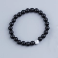 8mm matte black beads bracelet with a single white turquoise stone for couples - Matte Black Beads + 1 Domestic White Turquoise Bead