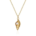 Collana con conchiglia dorata con ciondolo a perla bianca su catena a maglie - Lunghezza della catena 45+5cm / Oro