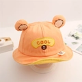 Cute orange baby bucket hat with bear ears and COOL embroidery on cotton canvas - 8 Months-3 Years (46-50cm) / 15 Orange (COOL)