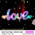 Rainbow LED LOVE light sign for cake and gift decoration with heart shapes and 3 modes - Love Heart / Colorful Light