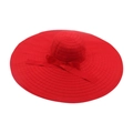 Elegant bright red wide brim sun hat with large bow decoration for summer holidays - Red