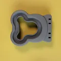 Grey sandwich cutter mold base part with four square slots on bright yellow background - Bear Gray
