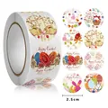 Roll of Easter cartoon bunny and egg stickers, 2.5cm diameter with 8 assorted designs - Fresh Easter Theme (K-194) / 500 Pieces/Pack (Diameter 2.5cm)