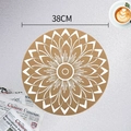 Brown circular placemat with white mandala pattern in 38cm size for elegant dining - Round Style 1 White