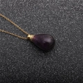 Purple teardrop semi-precious stone perfume bottle pendant necklace with a gold chain - Amethyst Perfume Bottle