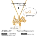 Detail of 18K gold stainless steel dog pendant with sparkling crystals and length dimensions - Schnauzer Dog Necklace (JDN0311237)