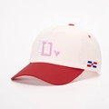 Dettaglio del ricamo RD e bandiera della Repubblica Dominicana sulla corona del cappello - Taglia unica(56-58cm) / Bianco Sporco Spliced Rosso