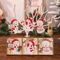 Set di 6 decorazioni natalizie in legno con pupazzi di neve e scatola portaoggetti - Q-G61 Pupazzo di Neve Set in Legno a 3 Scomparti