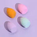 Set of 4 colorful teardrop-shaped makeup sponges in pink orange purple and blue colors - Slanted-Bulk / Orange