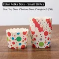 Set of 50 small polka dot paper muffin cups with wave edges for oil-proof baking - Colored Polka Dots