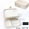 Portable double-layer cream white jewelry organizer box with multi-compartment storage - 16*11*5cm / Off-white