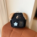 Cute black puppy-themed backpack for kids with 3D ears and blue star detail - Black Small