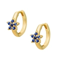 Golden S925 sterling silver hoop earrings with sparkling blue zircon star pattern - Royal Blue Gold